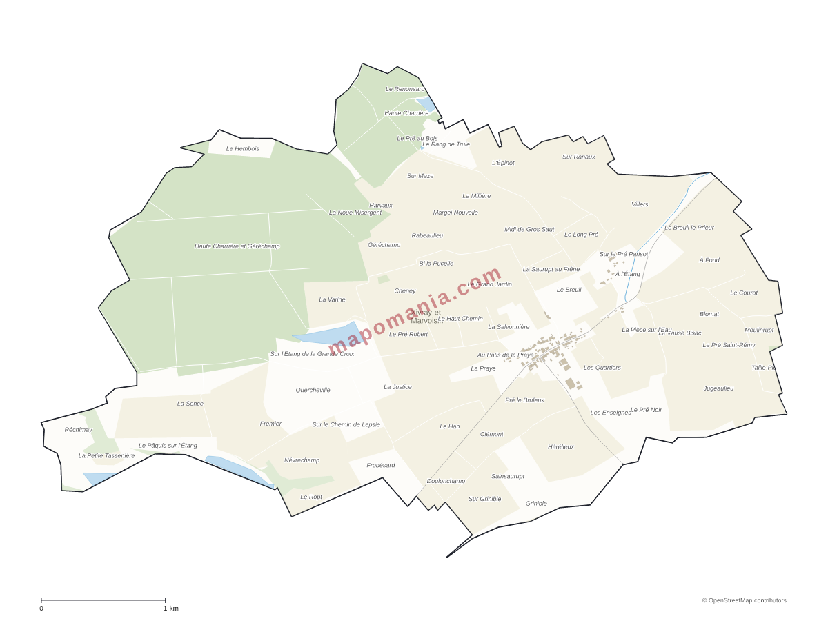 Carte de Xivray-et-Marvoisin à personnaliser