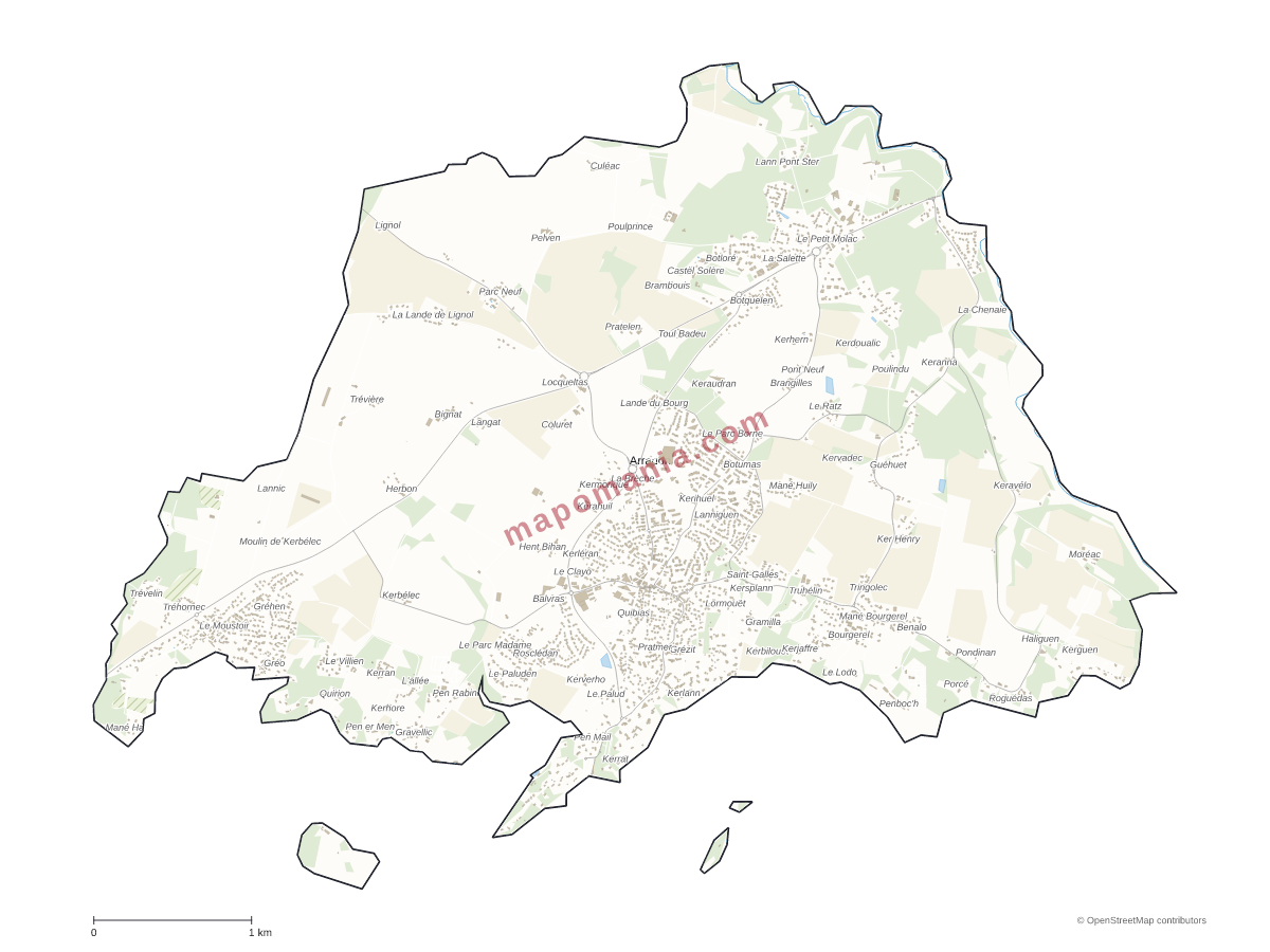 Carte de Arradon à personnaliser