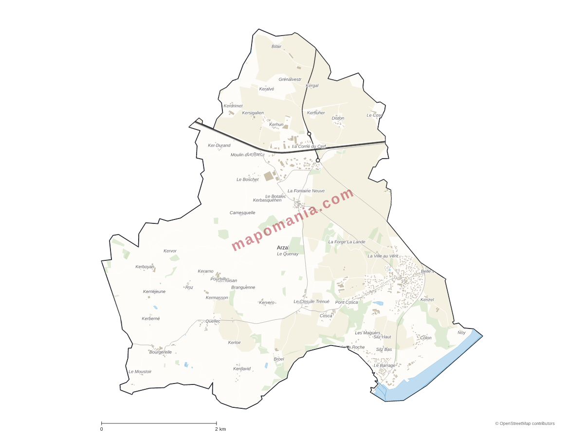 Carte de Arzal à personnaliser