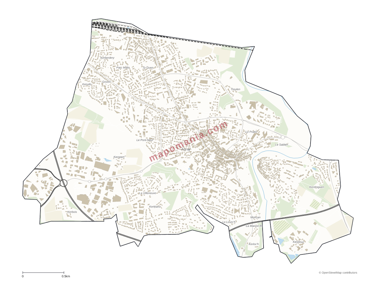Carte de Auray à personnaliser