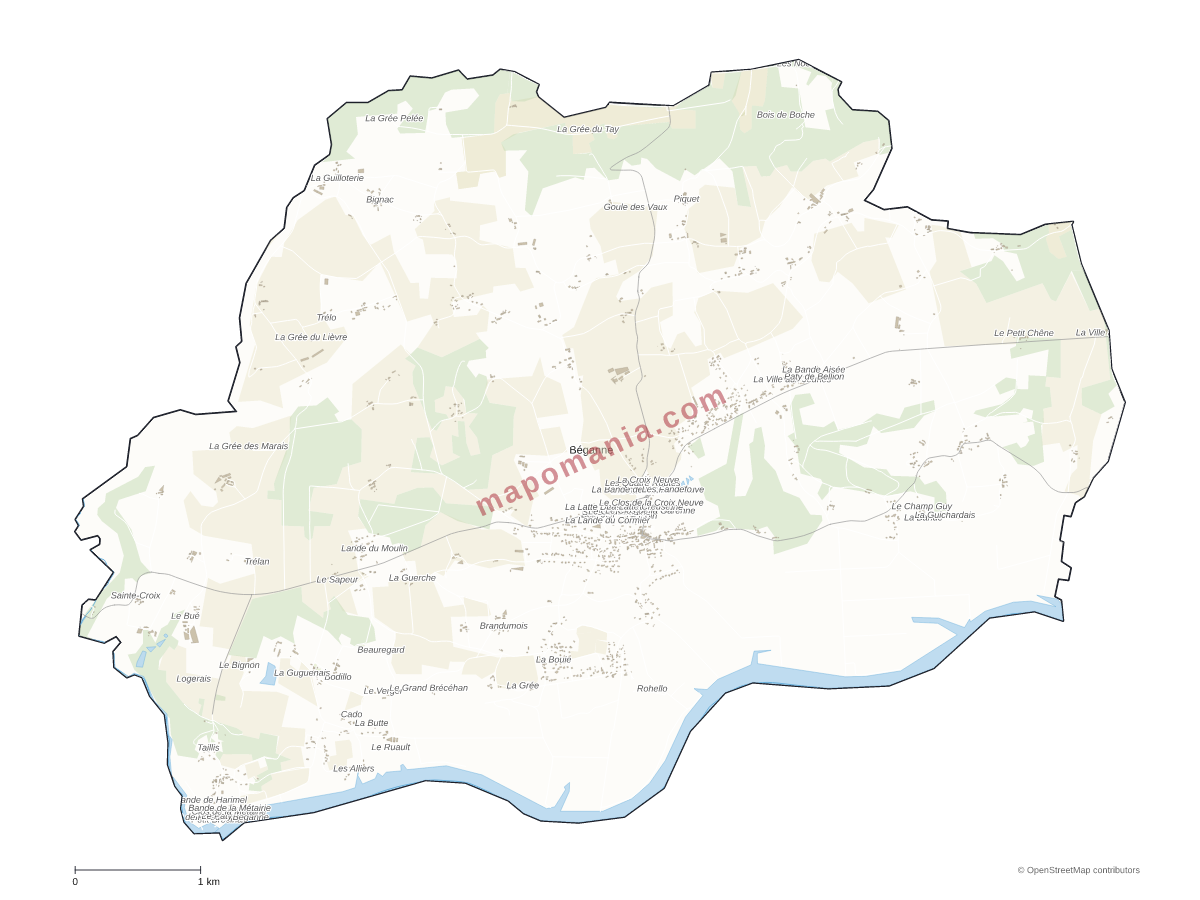 Carte de Béganne à personnaliser
