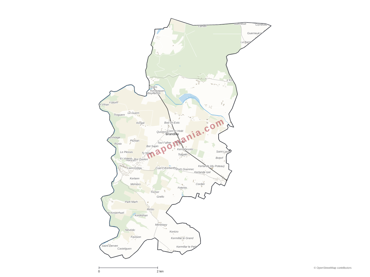 Carte de Brandivy à personnaliser
