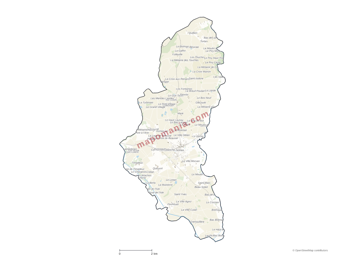 Carte de Bréhan à personnaliser