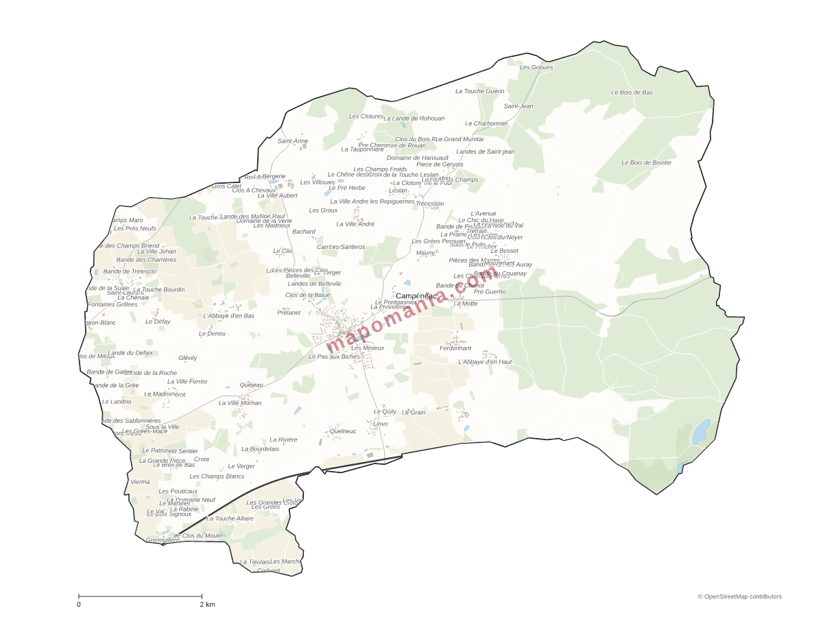 Carte de Campénéac à personnaliser