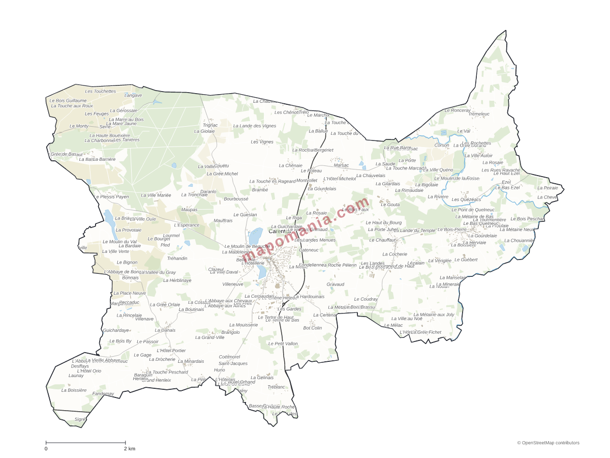 Carte de Carentoir à personnaliser
