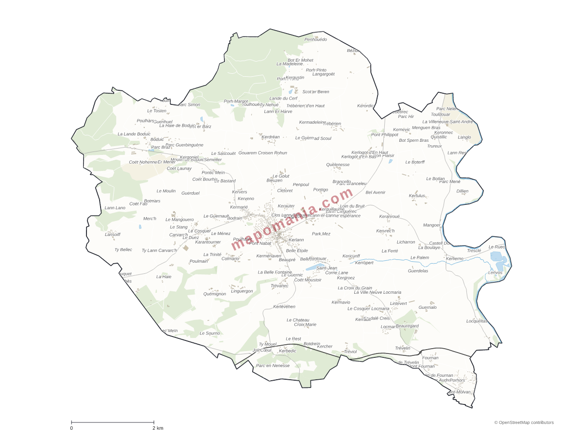 Carte de Cléguérec à personnaliser