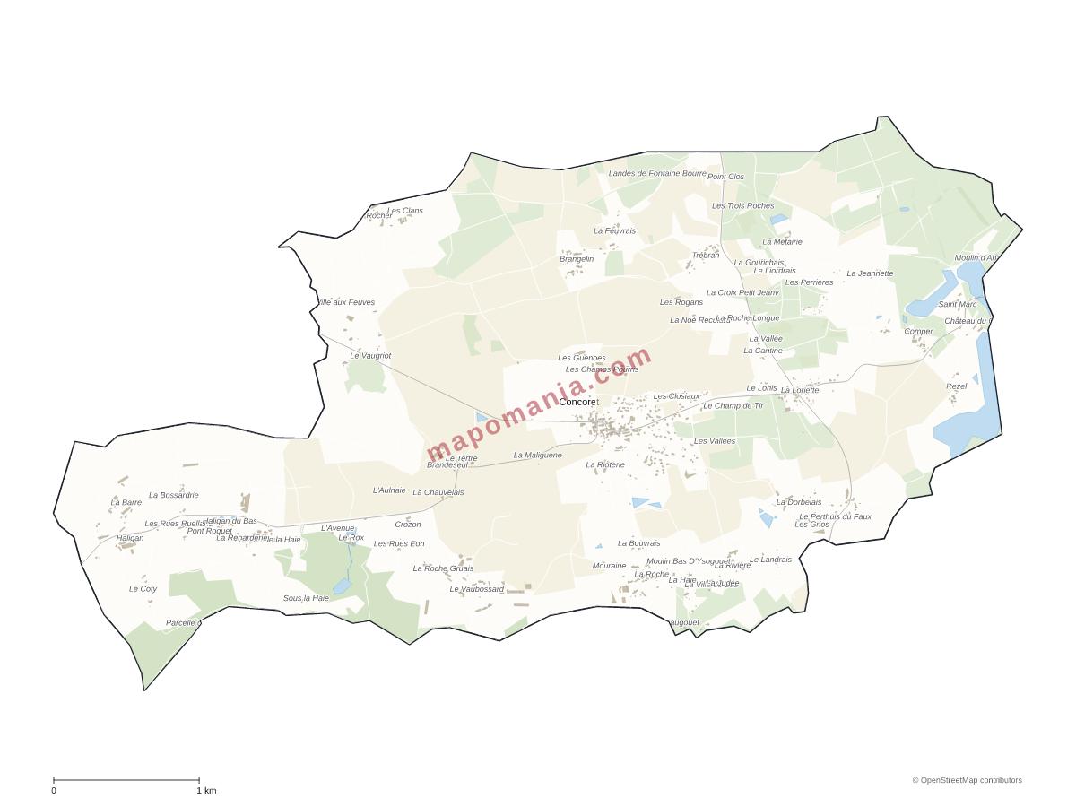 Carte de Concoret à personnaliser