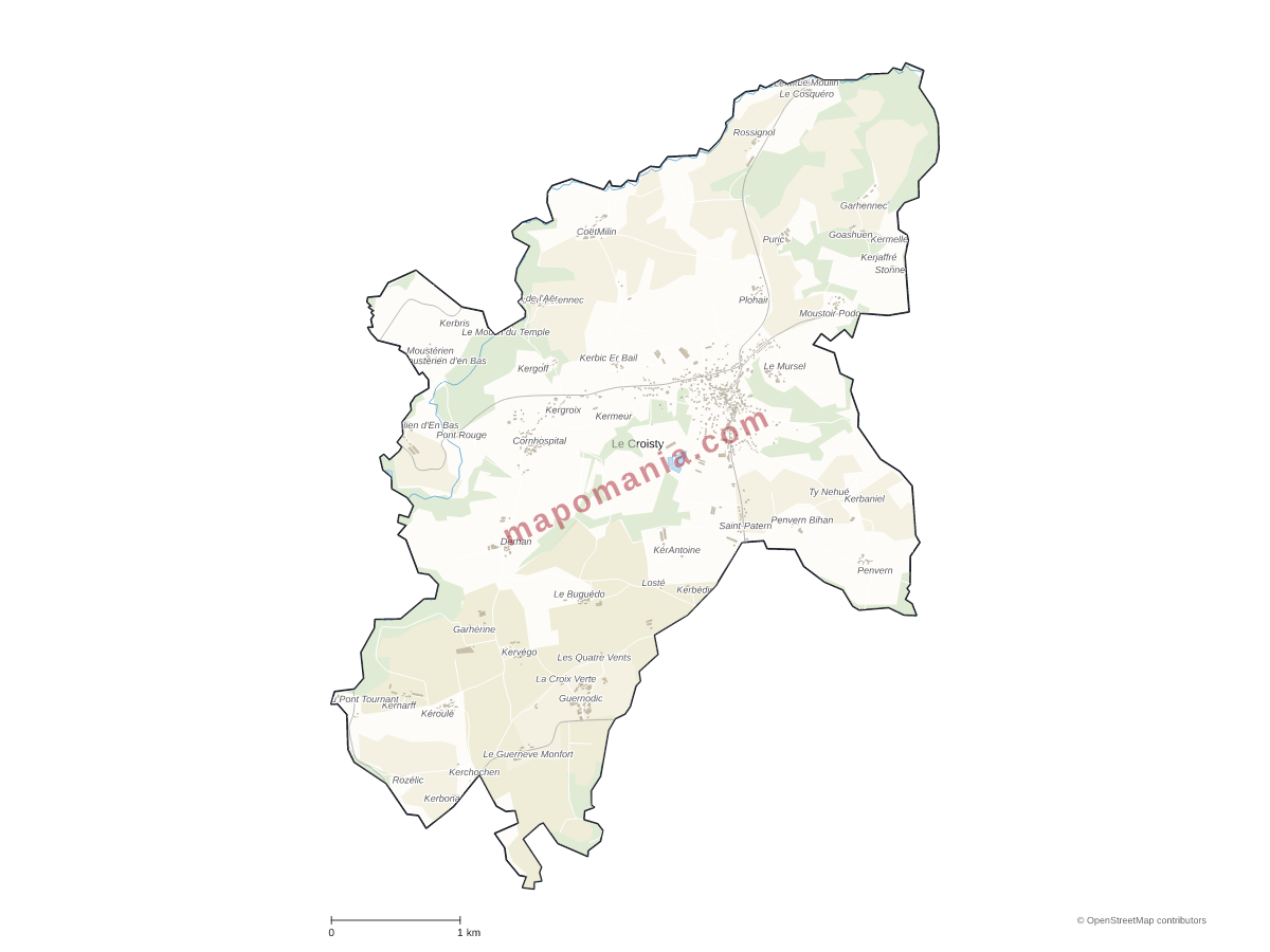 Carte de Le Croisty à personnaliser