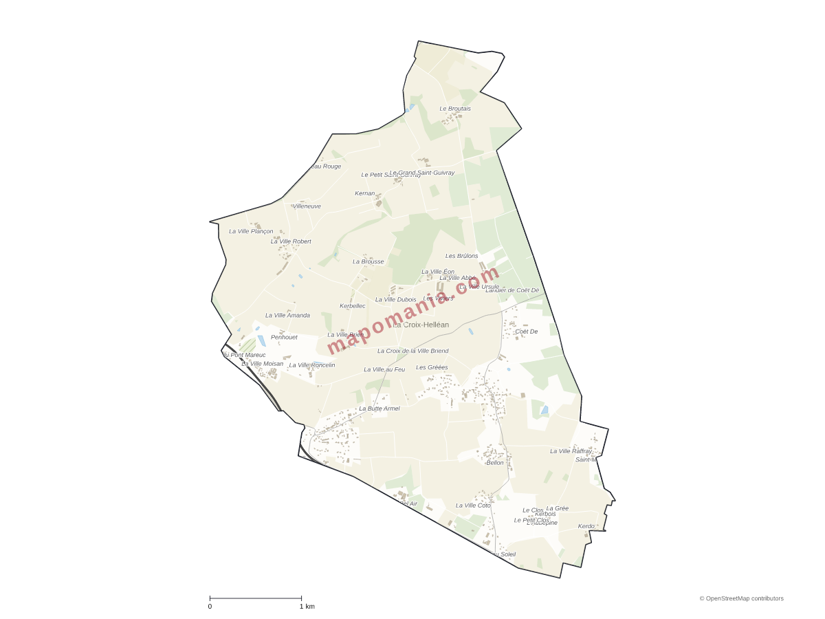 Carte de La Croix-Helléan à personnaliser