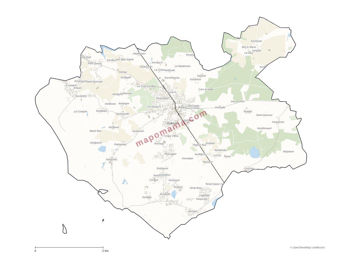 Carte de Erdeven à personnaliser