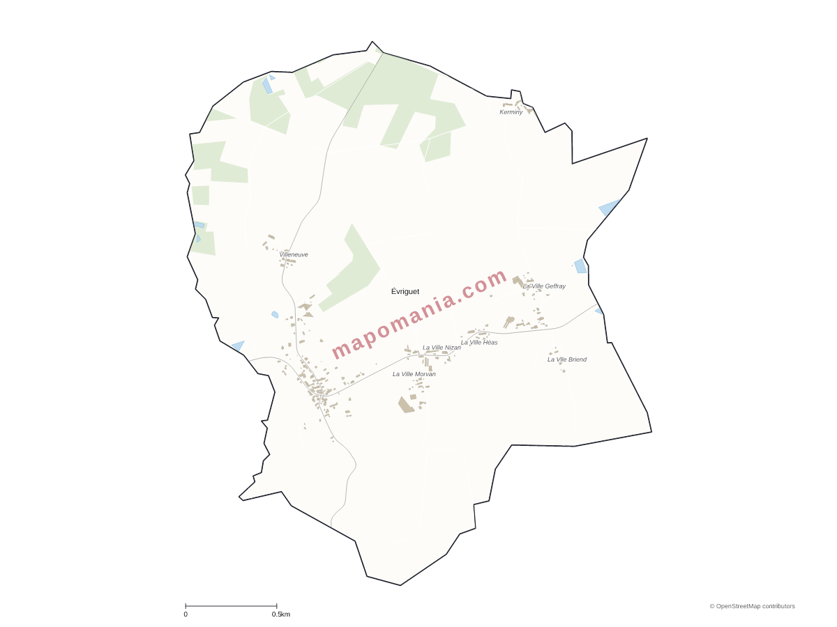 Carte de Évriguet à personnaliser