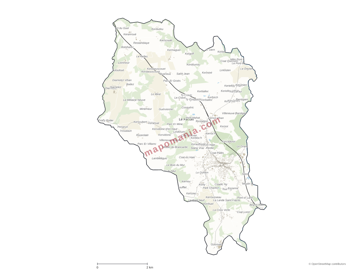 Carte de Le Faouët à personnaliser