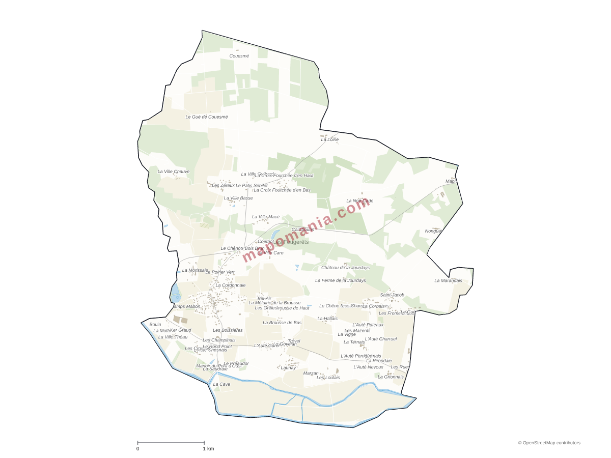 Carte de Les Fougerêts à personnaliser