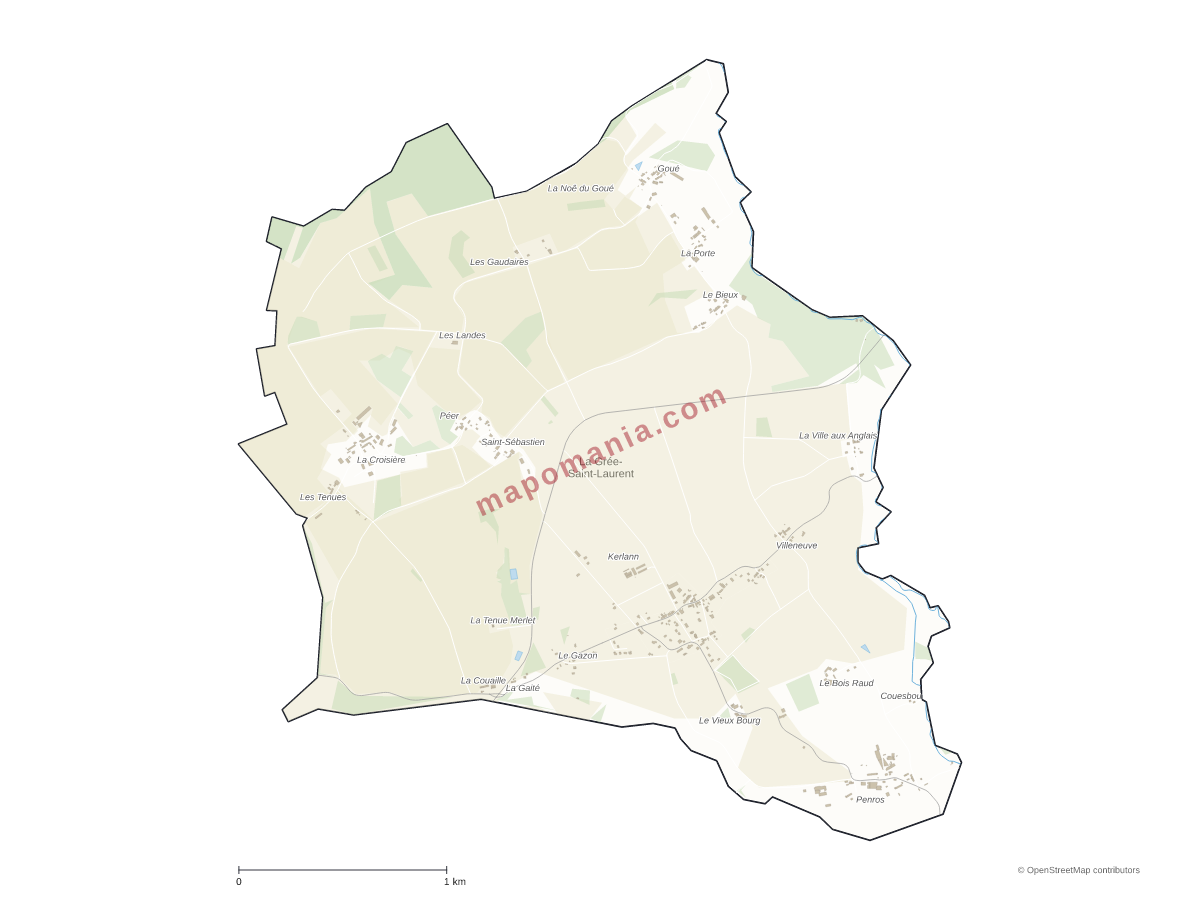 Carte de La Grée-Saint-Laurent à personnaliser