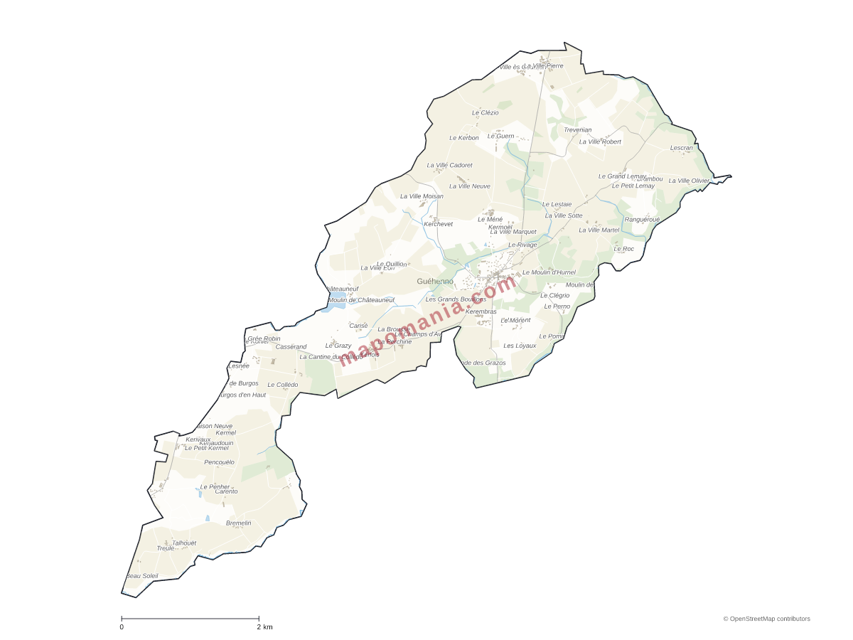 Carte de Guéhenno à personnaliser