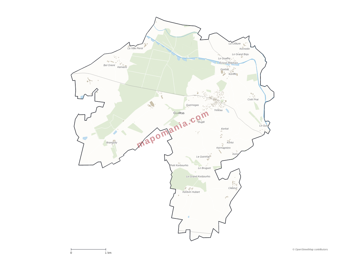 Carte de Gueltas à personnaliser