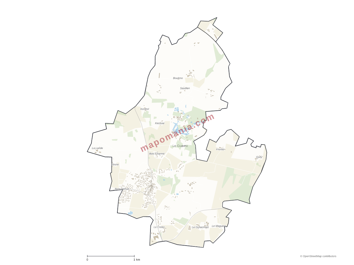 Carte de Le Guerno à personnaliser