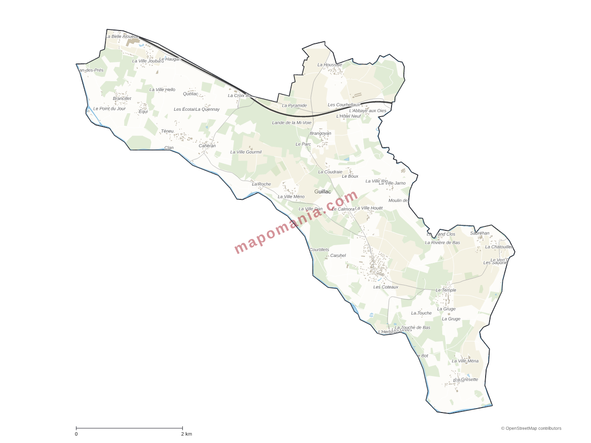 Carte de Guillac à personnaliser