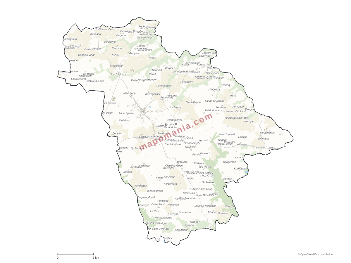 Carte de Guiscriff à personnaliser