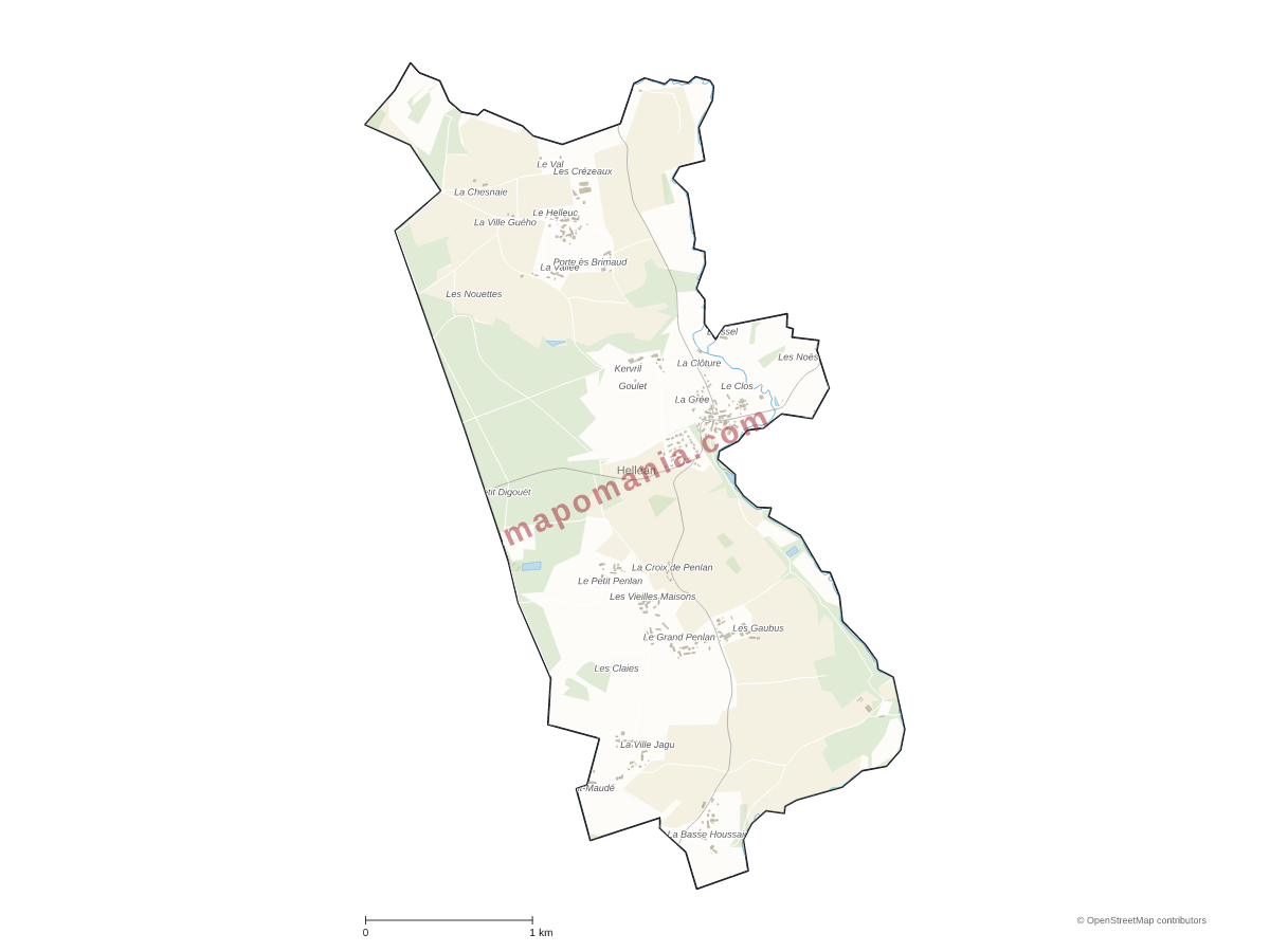 Carte de Helléan à personnaliser