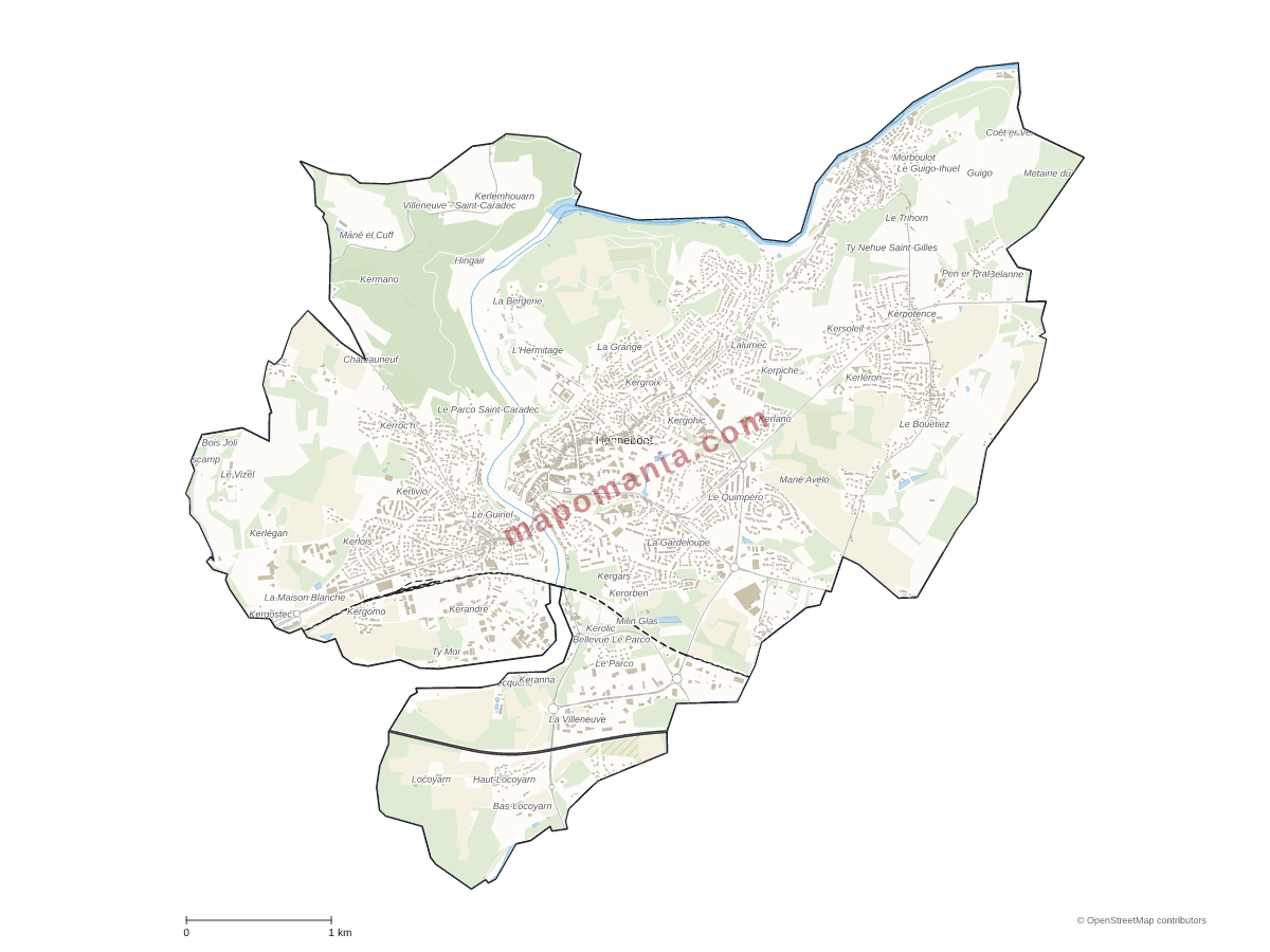Carte de Hennebont à personnaliser