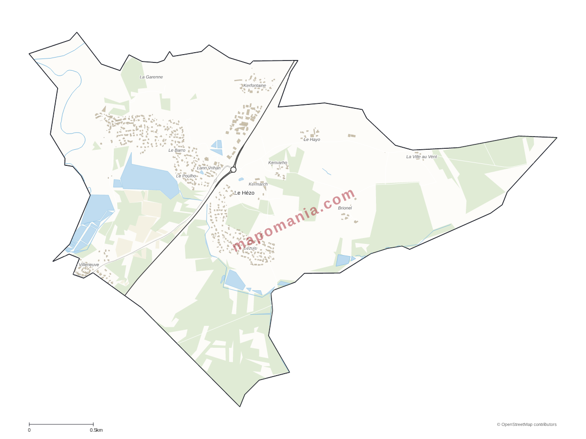 Carte de Le Hézo à personnaliser