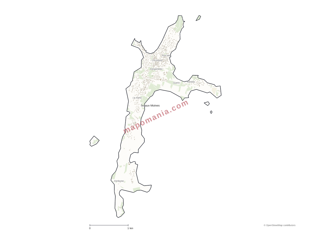 Carte de Île-aux-Moines à personnaliser