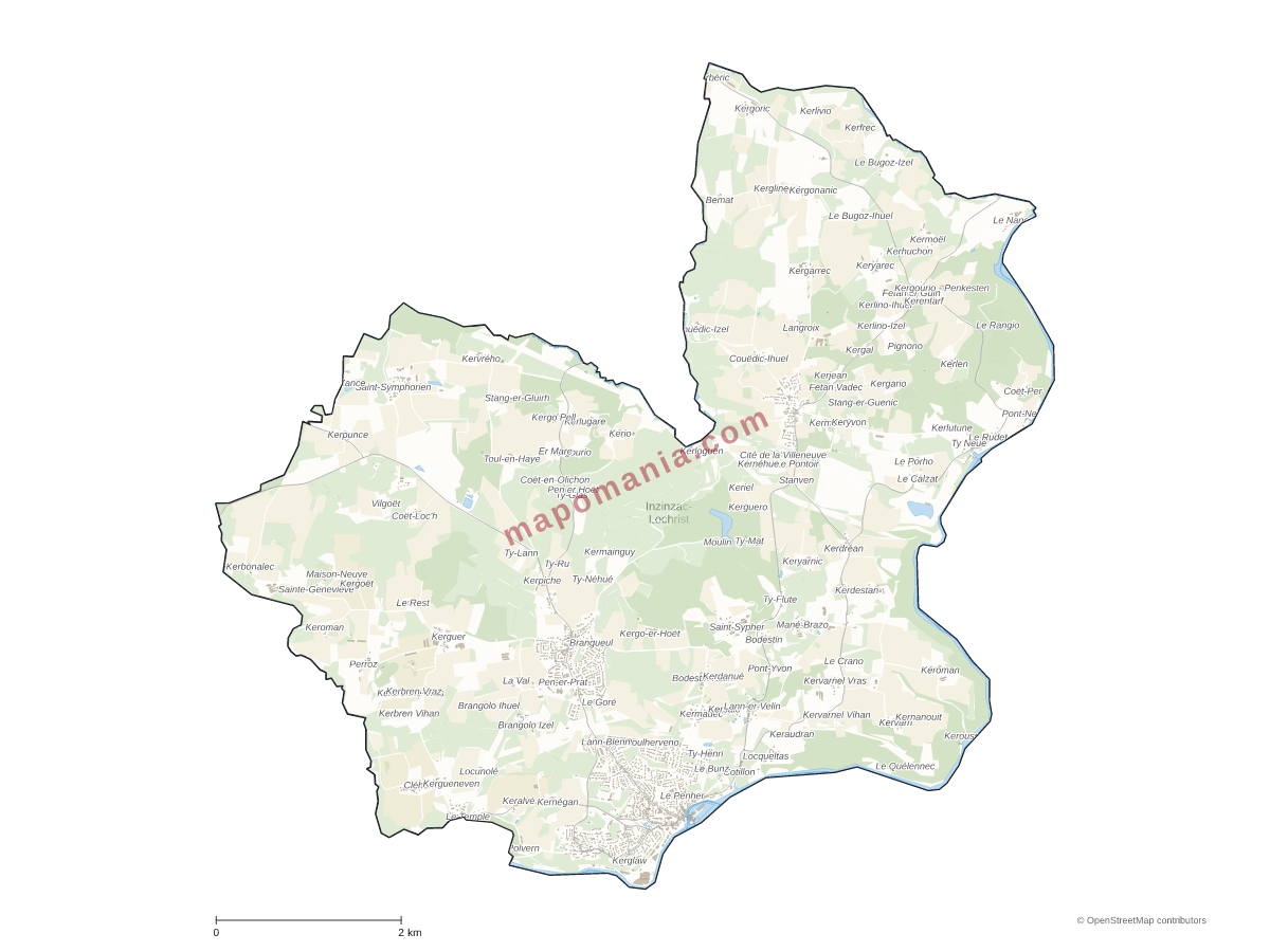 Carte de Inzinzac-Lochrist à personnaliser