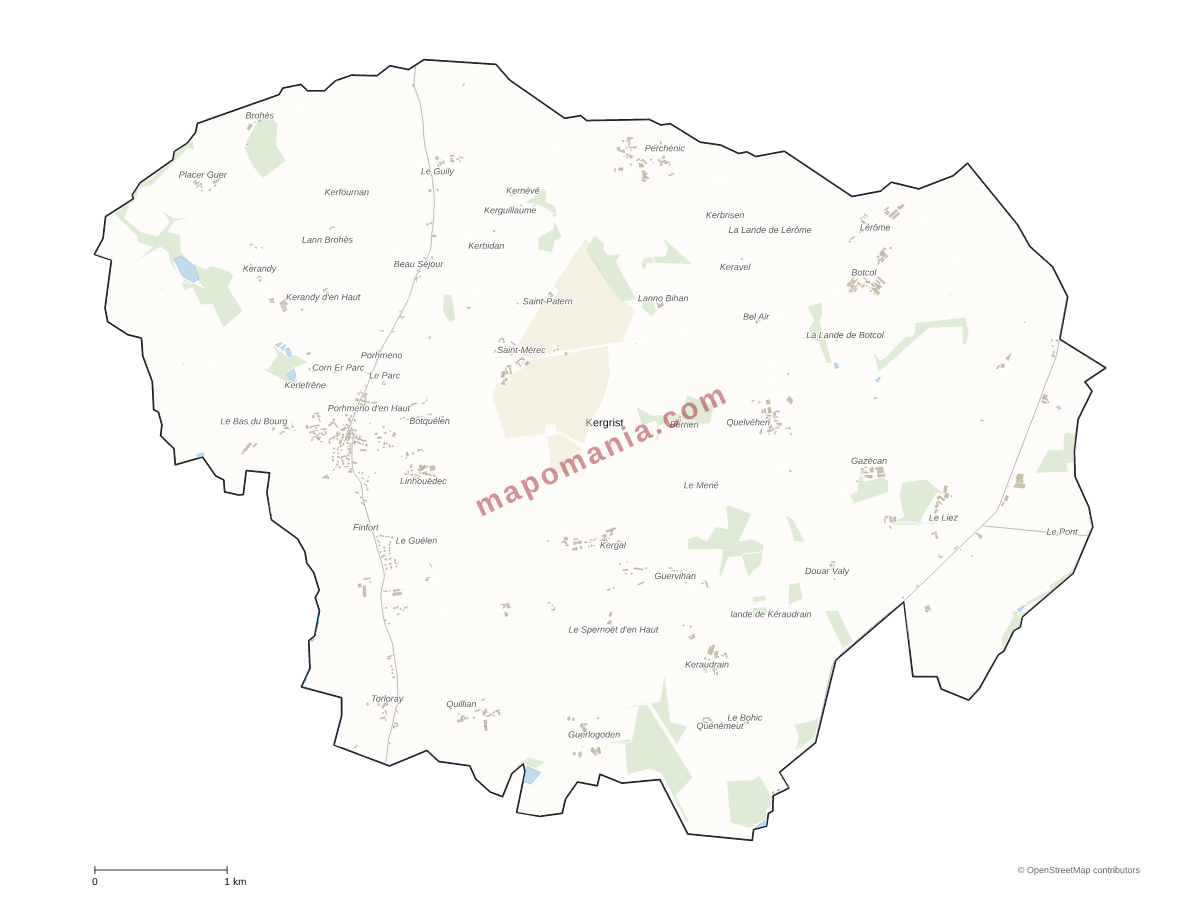 Carte de Kergrist à personnaliser