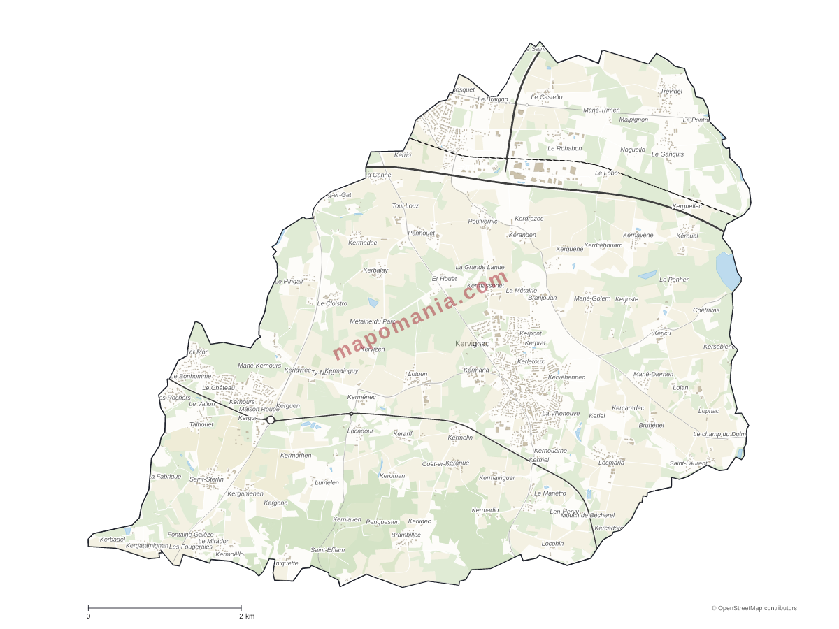 Carte de Kervignac à personnaliser