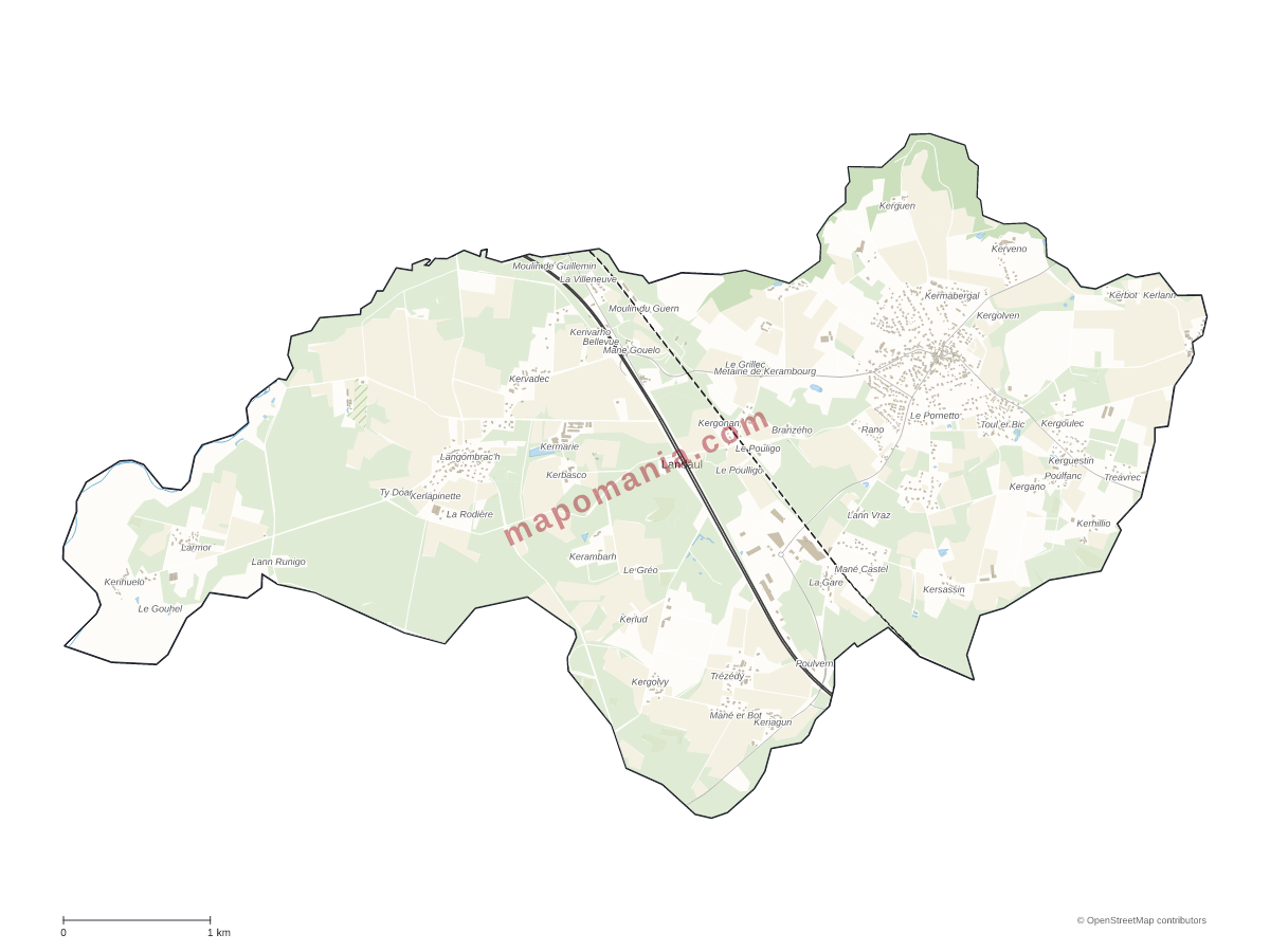 Carte de Landaul à personnaliser