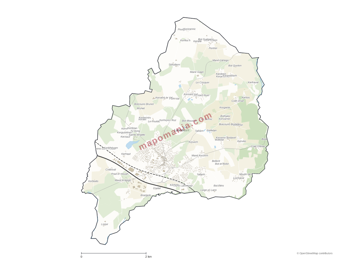 Carte de Landévant à personnaliser
