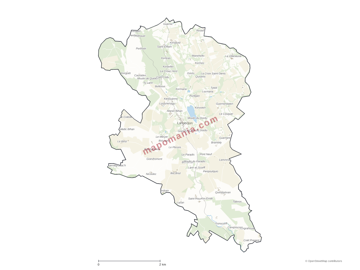 Carte de Langoëlan à personnaliser