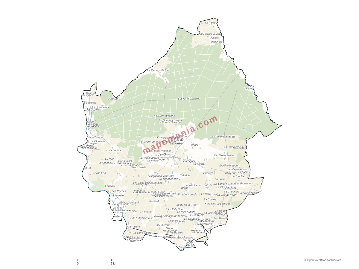 Carte de Forges de Lanouée à personnaliser