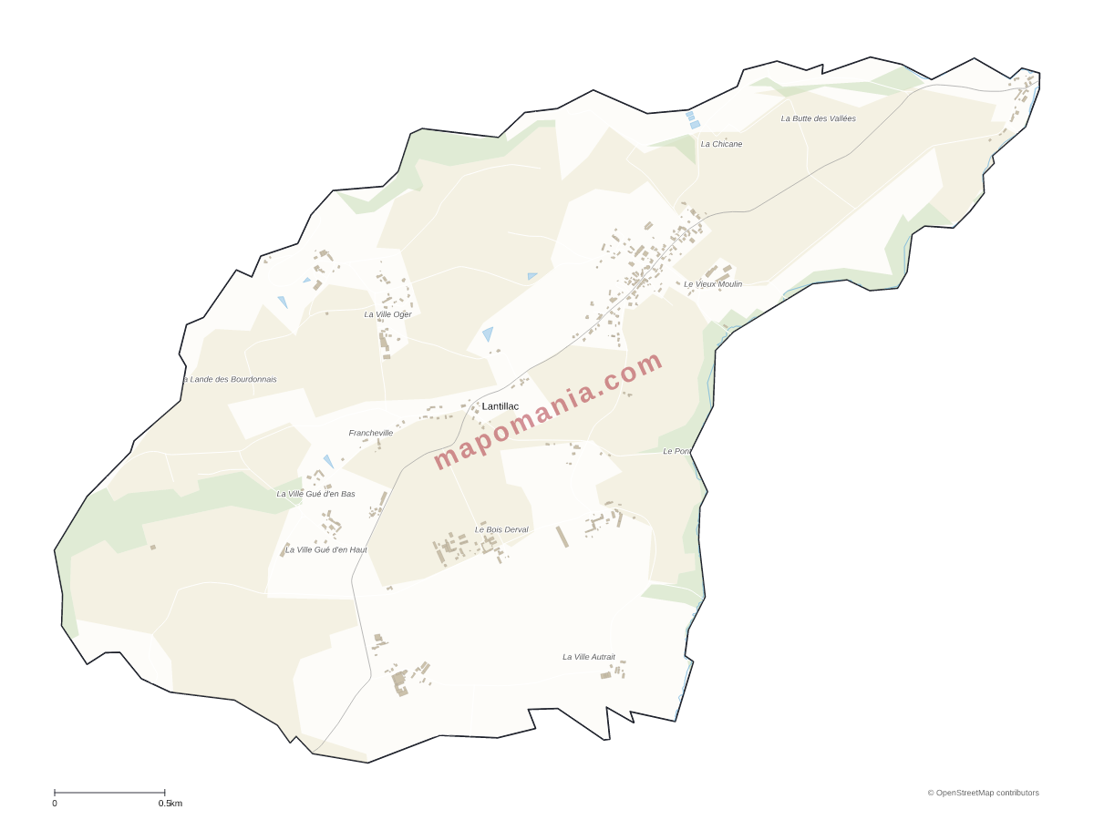 Carte de Lantillac à personnaliser