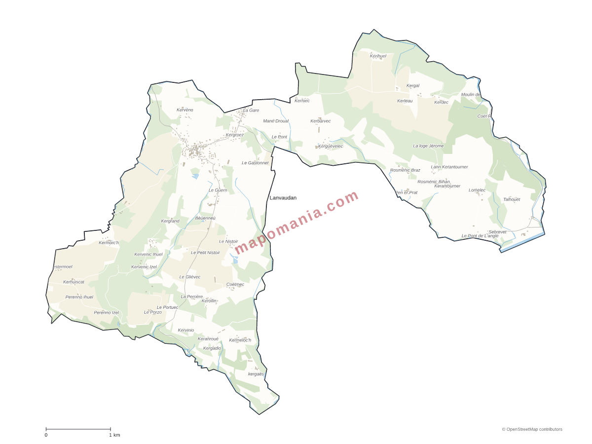 Carte de Lanvaudan à personnaliser