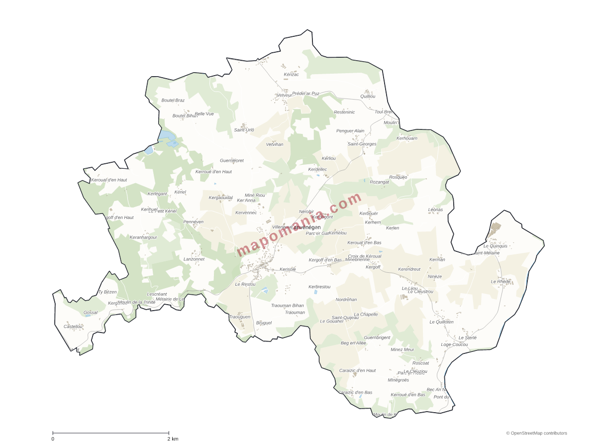 Carte de Lanvénégen à personnaliser