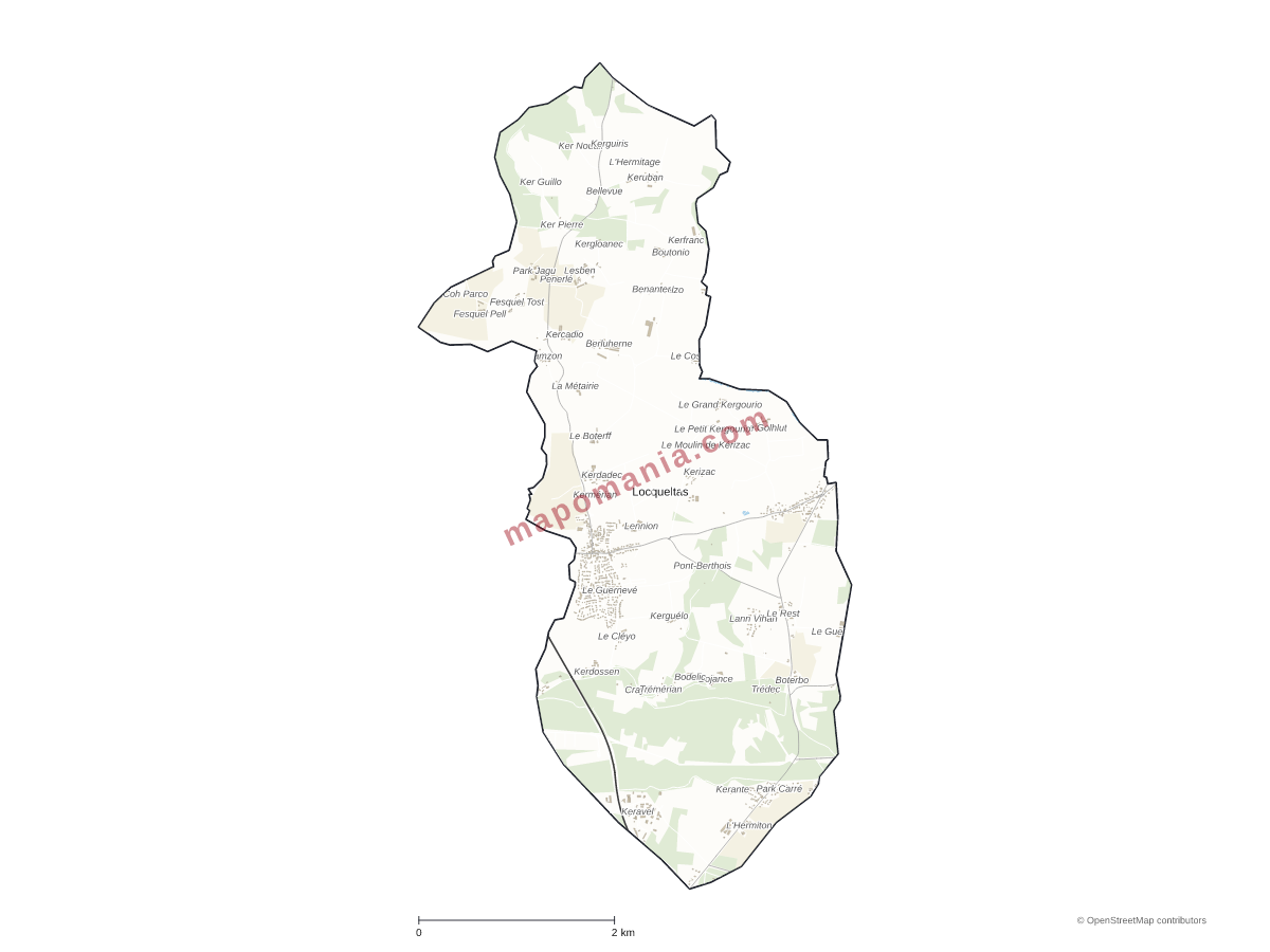 Carte de Locqueltas à personnaliser