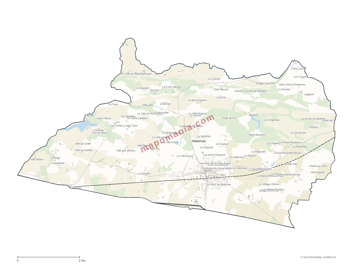 Carte de Malansac à personnaliser