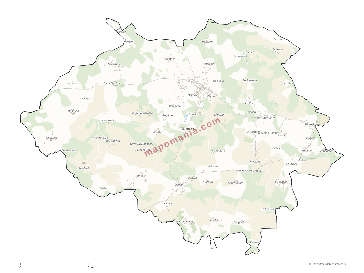 Carte de Malguénac à personnaliser