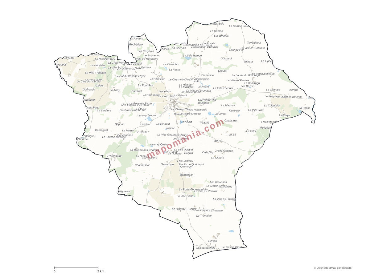 Carte de Ménéac à personnaliser