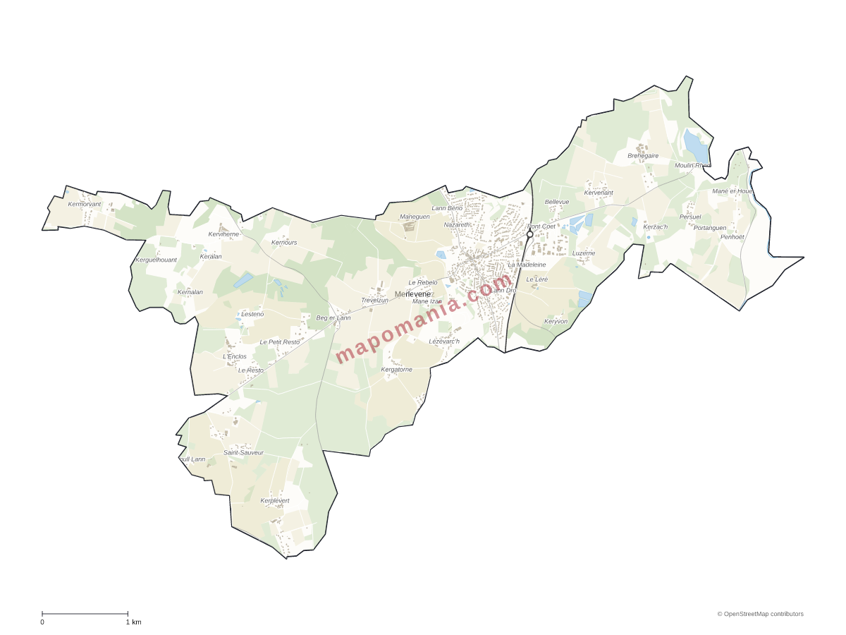 Carte de Merlevenez à personnaliser