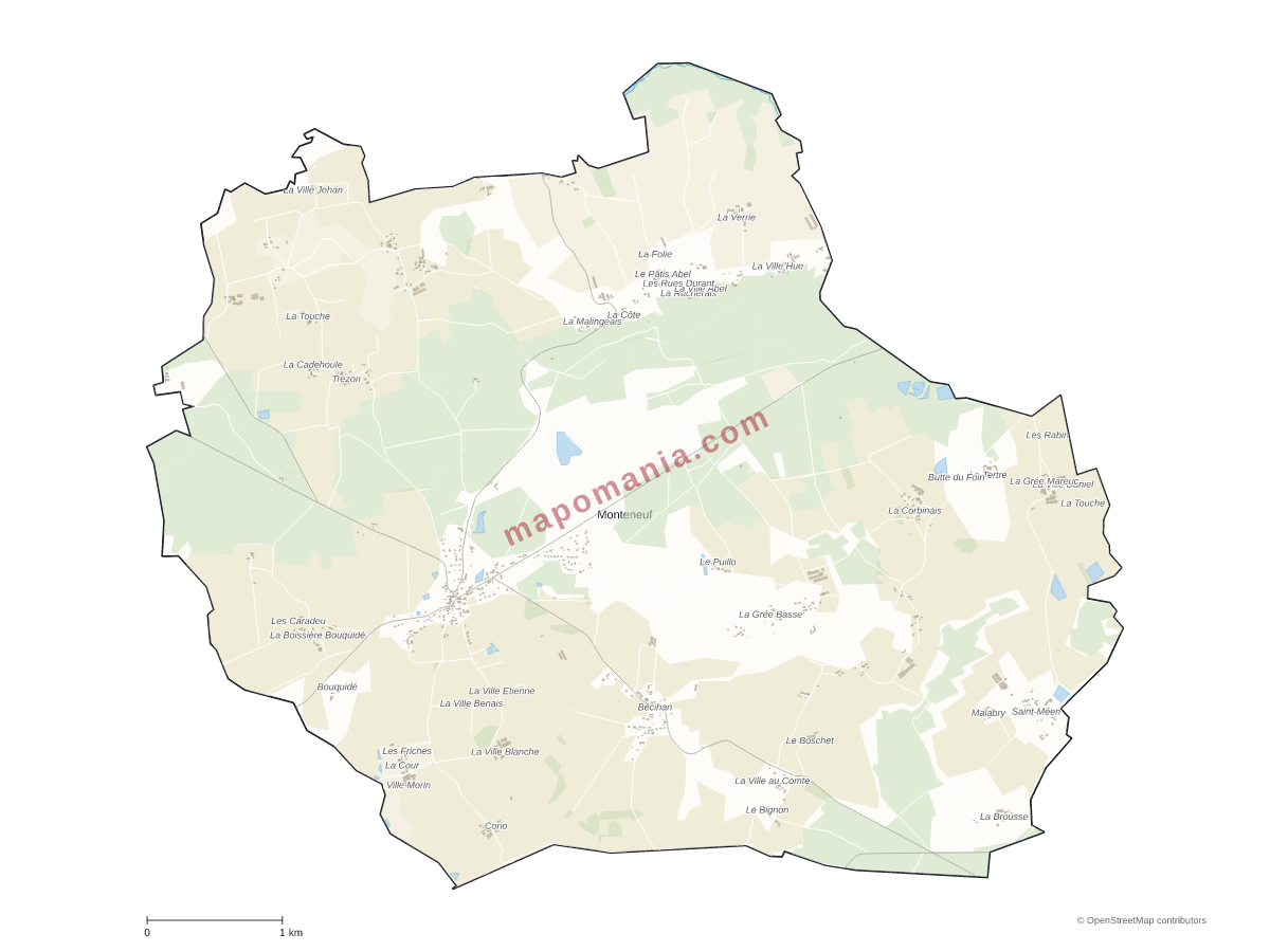 Carte de Monteneuf à personnaliser