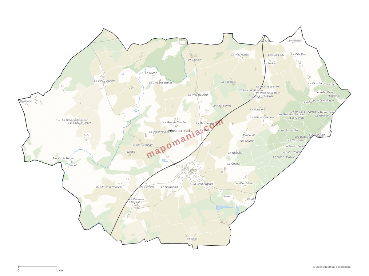 Carte de Néant-sur-Yvel à personnaliser