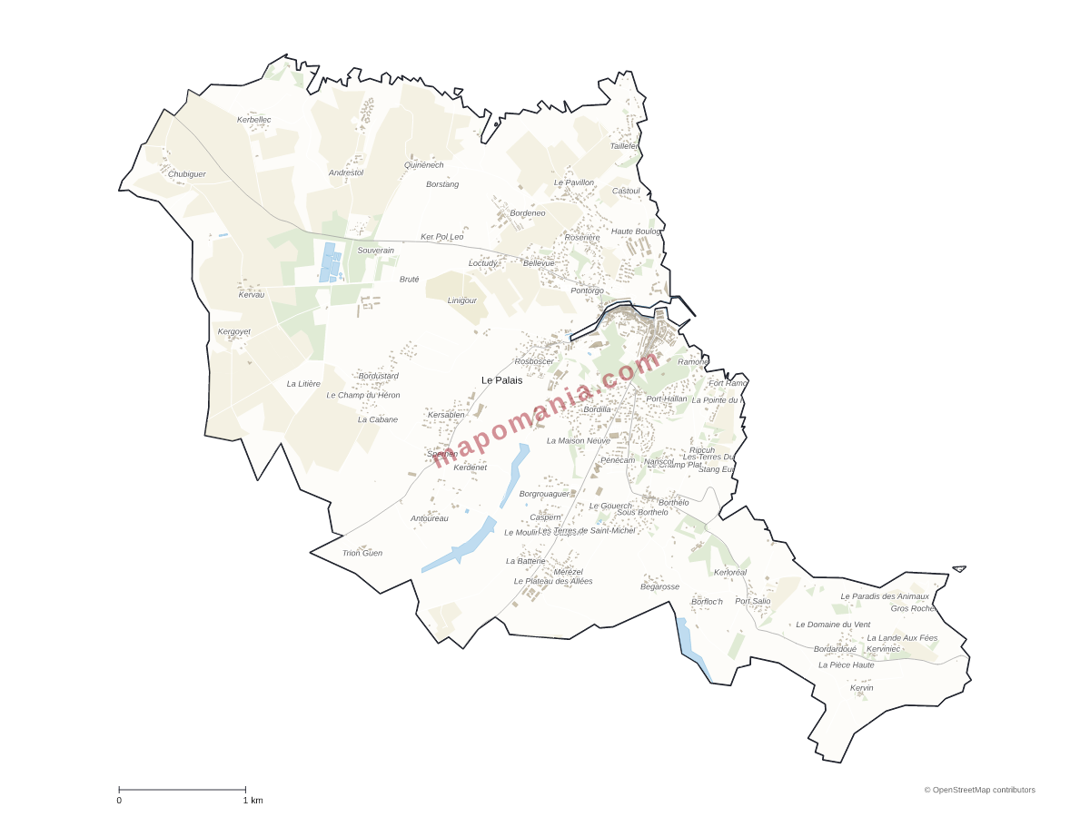 Carte de Le Palais à personnaliser