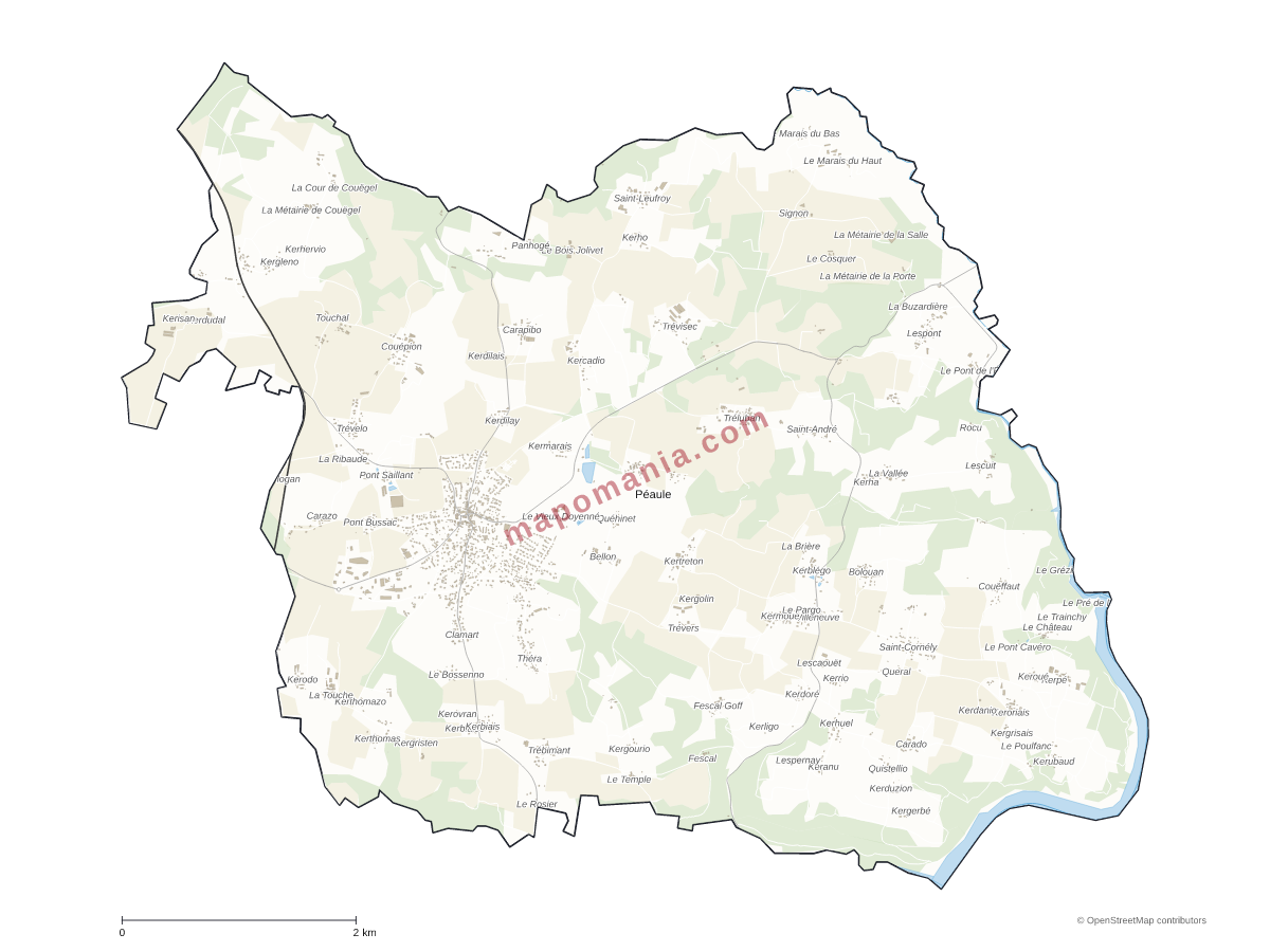 Carte de Péaule à personnaliser