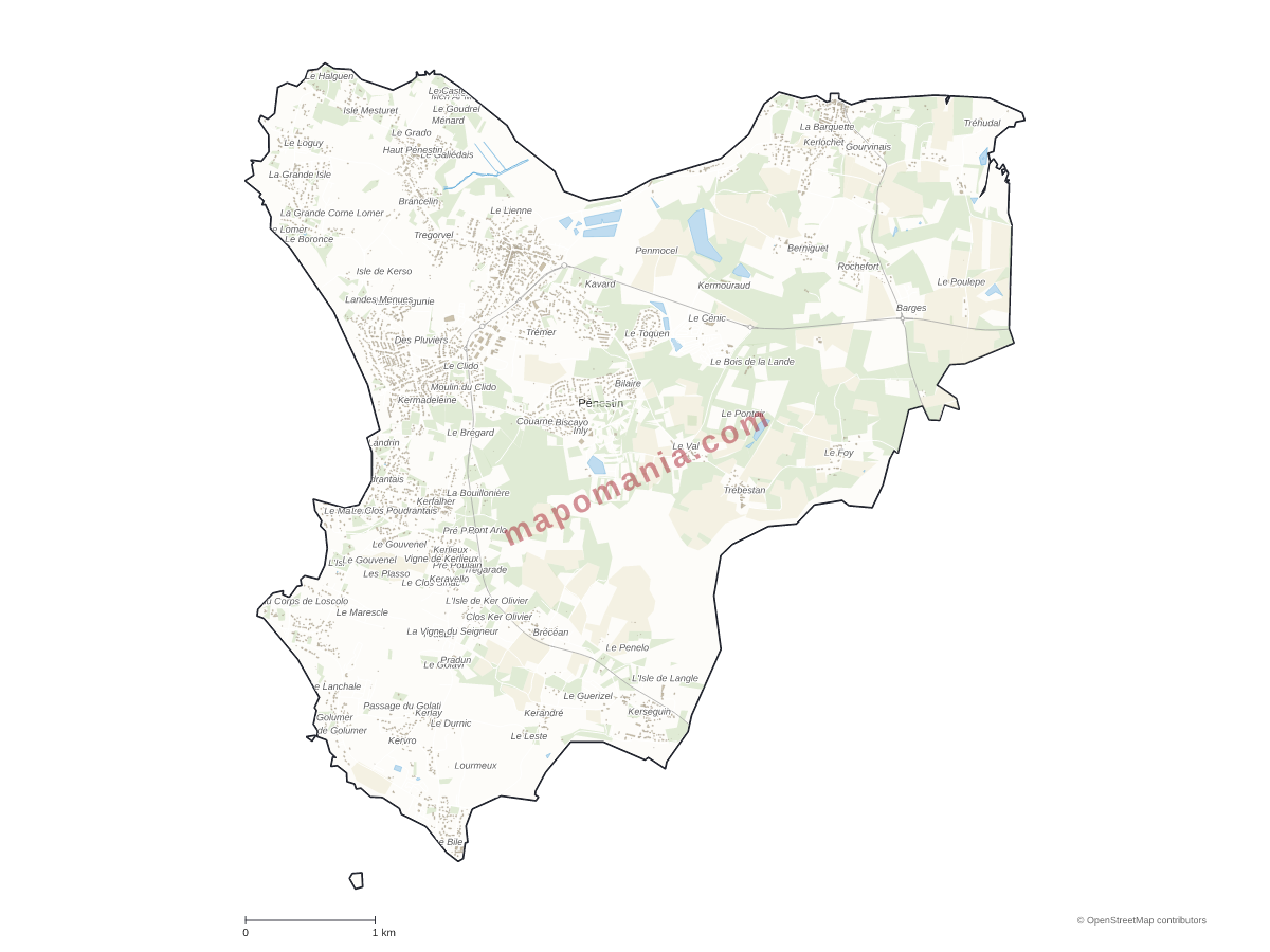 Carte de Pénestin à personnaliser