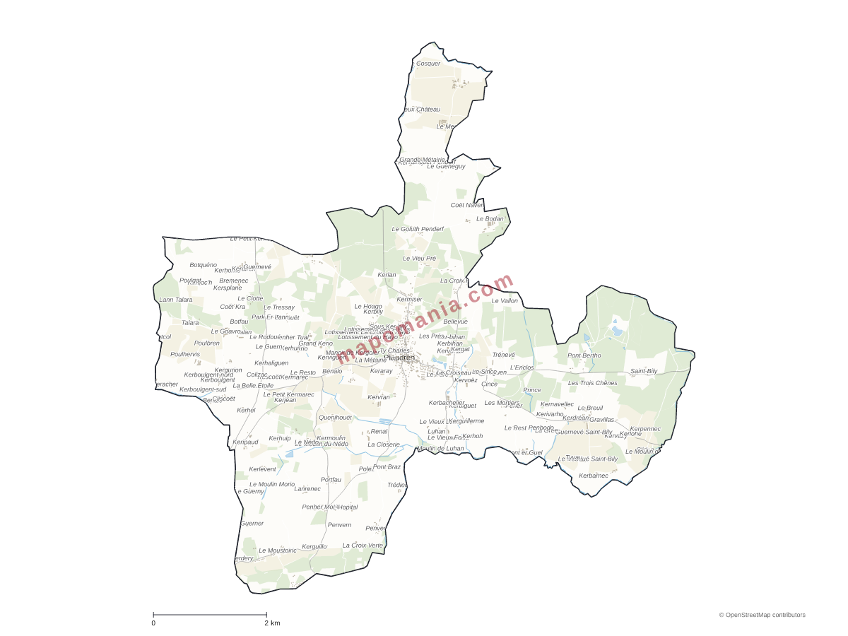 Carte de Plaudren à personnaliser