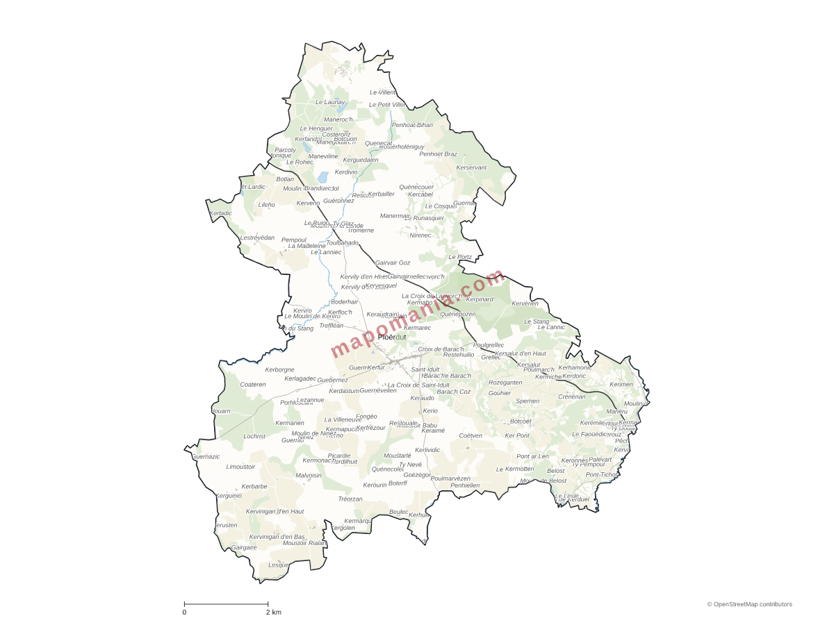 Carte de Ploërdut à personnaliser