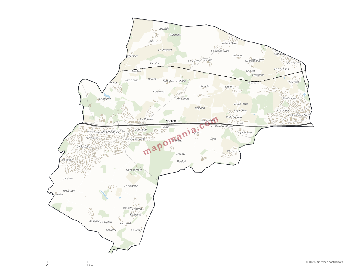 Carte de Ploeren à personnaliser
